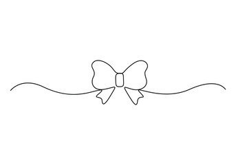 Continuous single line drawing of bow tie vector illustration