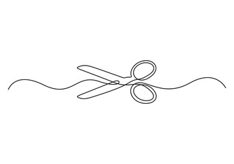 Scissors. Continuous line drawing. Sewing concept. Vector illustration