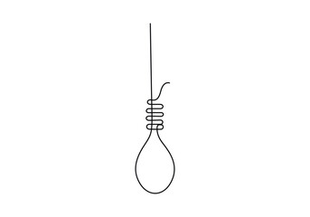 Continuous single line drawing of hanging rope vector illustration