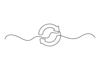 Round frame with arrows, abstract vector continuous line drawing arrow icon. Premium vector illustration