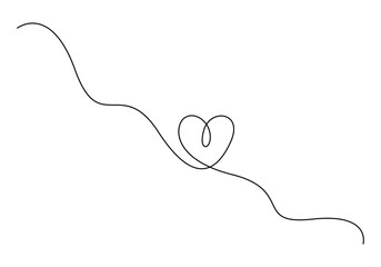 Continuous one line drawing of heart. Isolated on white background. love and romance. Vector illustration