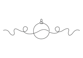Continuous single line drawing of Christmas decoration ball vector illustration
