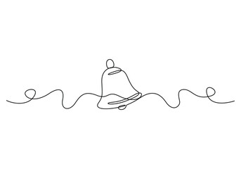 Continuous single line drawing of Christmas bell vector illustration. Pro vector
