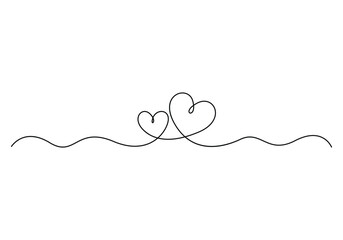 Continuous one line drawing of heart. Isolated on white background. love and romance. Vector illustration