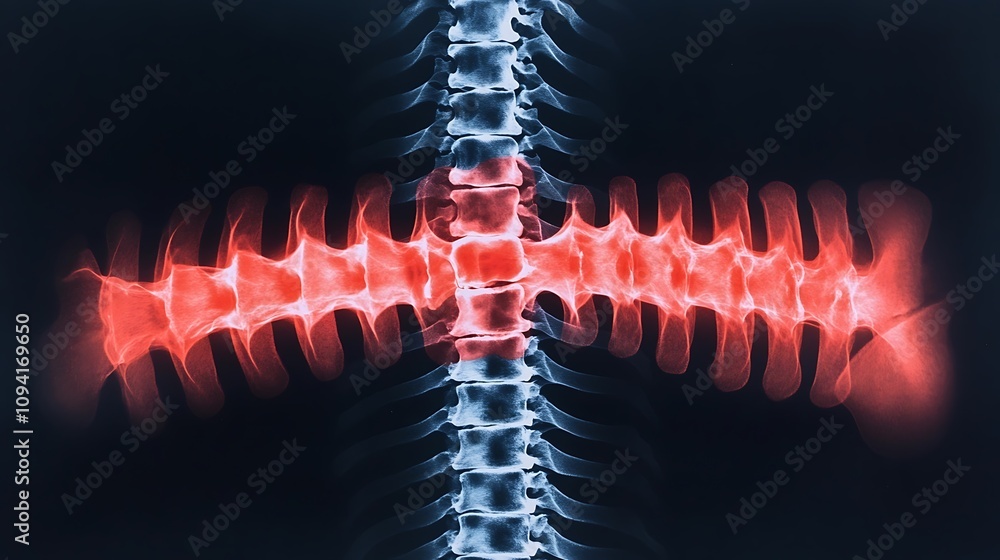 Aufkleber detailed x ray scan of the spine revealing skeletal structure and anatomy close up view of the verte