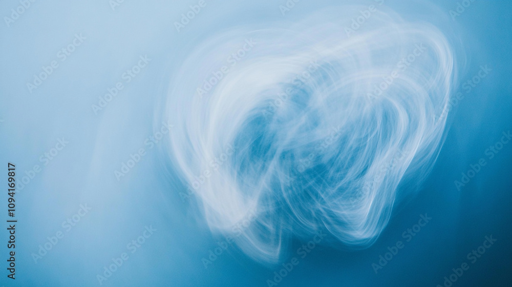 Poster abstract blue swirl with wispy patterns in a soft, artistic representation of motion