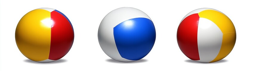 Colorful Beach Balls on White Background for Summer Fun and Leisure Activities