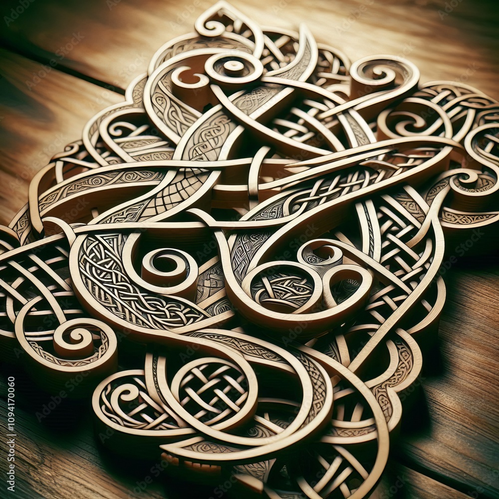 Poster celtic knot notes twist and weave together in intricate patterns
