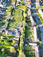 Downtown and Central Derby City Centre of Midlands England, Great Britain. High Angle Footage Was...