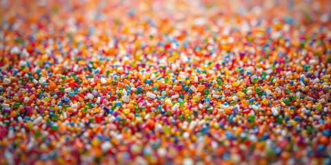 Obraz premium Colorful sprinkles close-up bakery kitchen food photography bright environment macro view culinary art for sweet treats