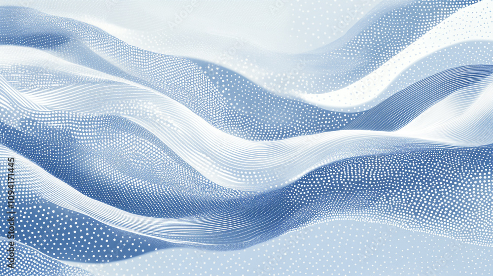 Poster Flowing patterns of blue and white create a serene background design