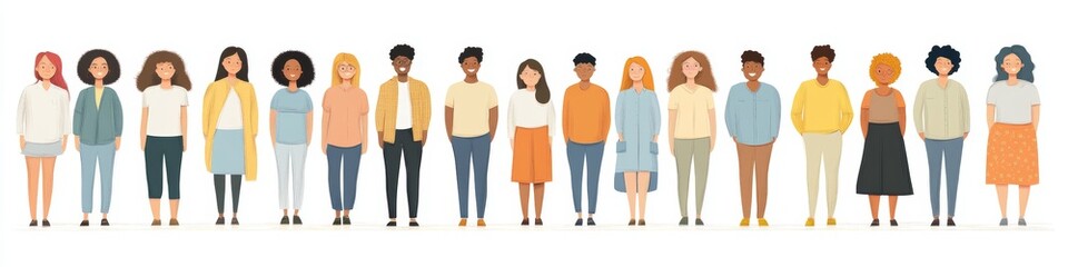 Fototapeta premium Diverse Children of Different Ethnicities Standing Together in a Flat Vector Illustration