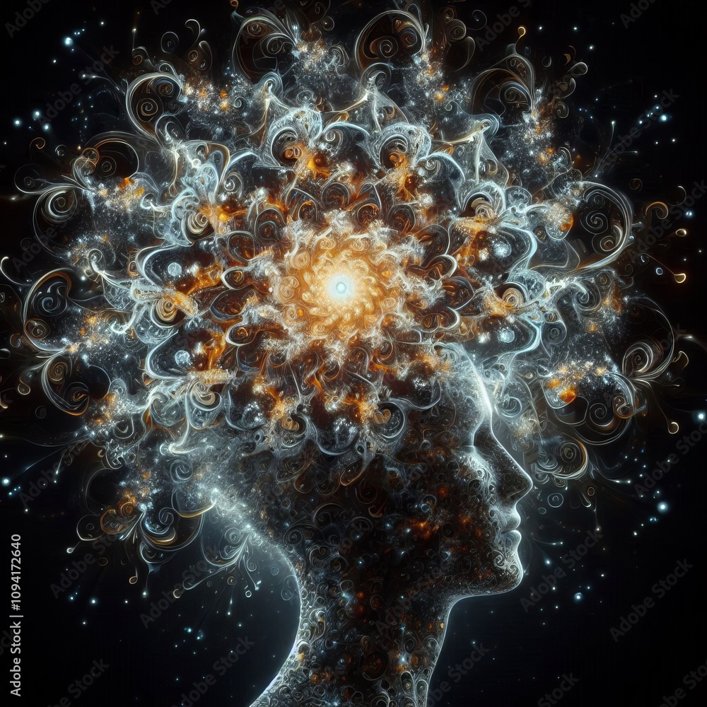 Poster fractal patterns intricate fractal patterns grow from a person's