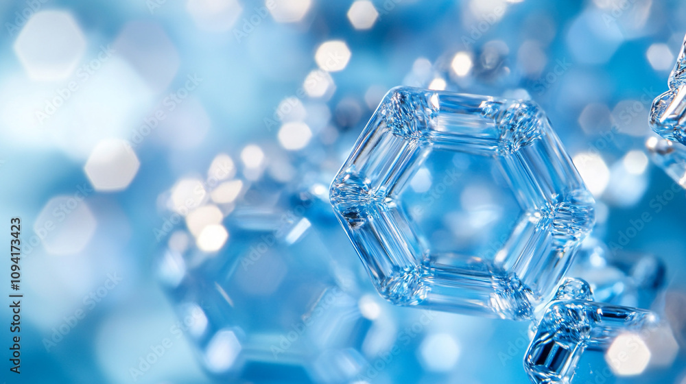 Poster stunning close-up of ice crystals under soft blue light creating a captivating visual effect
