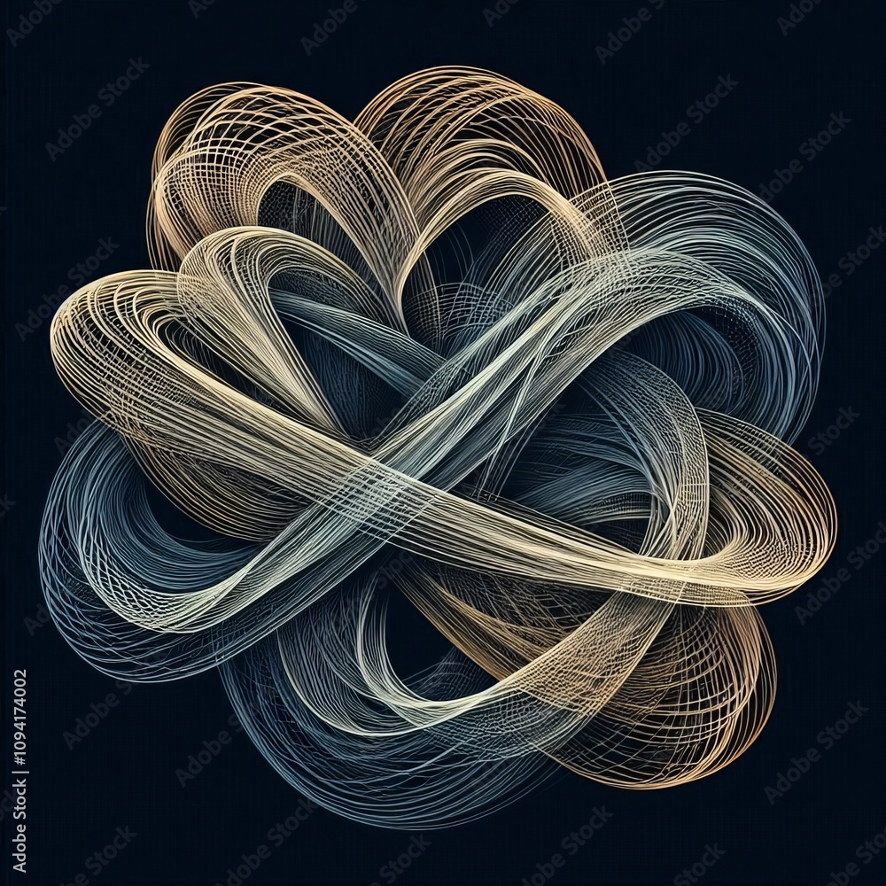 Poster intertwined lines multiple strokes weaving and overlapping each