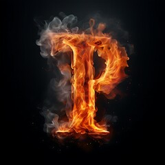 Fototapeta premium Fiery Letter P in Flames