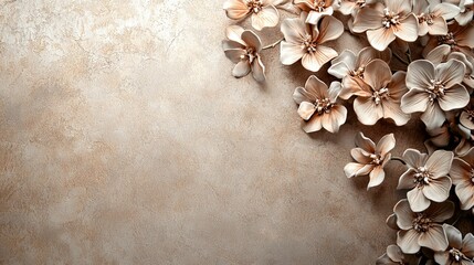 Elegant Floral Composition with Soft Beige Flowers Against a Textured Background for Artistic and Creative Design Projects