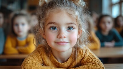 Smiling Little Girl in Classroom