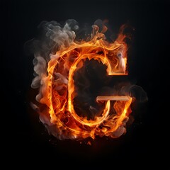 Fiery Letter G in a Blaze of Orange and White