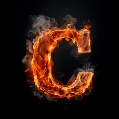 Fototapeta premium Fiery Letter C with Smoke Trails