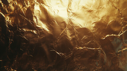 Wrinkled gold foil background, shimmering with intense metallic reflections, rich and luxurious feel