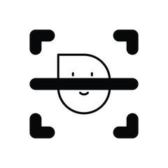 face detection glyph icon with white background vector stock illustration