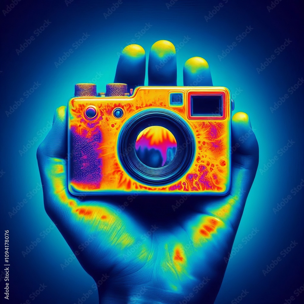 Poster thermal camera image object represented in false color based on