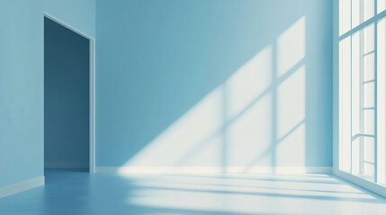 Obraz premium Bright, minimalist room with light streaming through large windows in a modern space