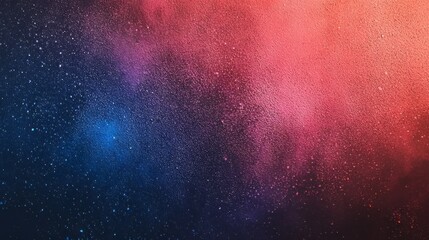 Fototapeta premium Dark red blue gradient shiny abstract background with space. Twinkling glow stars effect. Like outer space, night sky, universe. Rusty, rough surface, grain