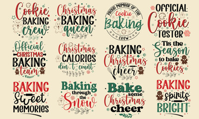 Christmas Baking Hand Lettering Bundle, Pot Holder SVG Bundle, Xmas Hand drawn lettering phrase Bundle