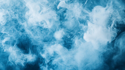 Obraz premium Swirling blue smoke creating an ethereal atmosphere in a dimly lit space