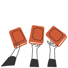 hand holding book gesture in doodle hand drawing style 