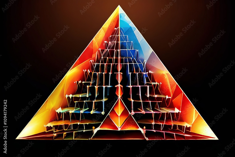 Poster triangular notes angular melodies represented by triangles
