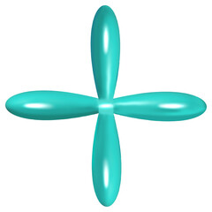 3D abstract green trendy element design for decoration or conceptual art isolated on transparent background. Vector