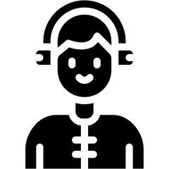 Vector Icon Dj, Caucasian, Professions And Jobs, Male, Headphones