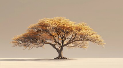 Golden Autumn Tree in a Desolate Landscape