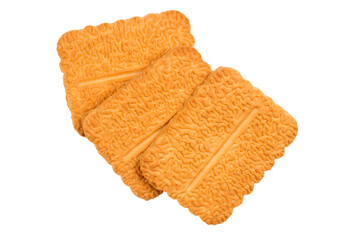 Several sweet cookies isolated on a white background. Three cookies close-up.