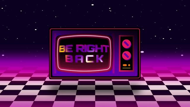 Stream overlay, starting soon text with tv retro style background animation