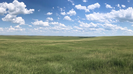 Fototapeta premium Expansive Green Grasslands Under Open Sky