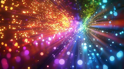 Obraz premium A glowing mesh of fiber-optic cables spreading vibrant light pulses across the screen.