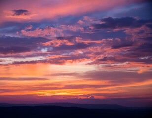 Fototapeta premium Fiery clouds illuminate the sky with a breathtaking twilight display