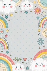 cute beautiful cartoon light grey background