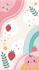 cute beautiful cartoon light pink background