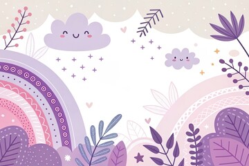 cute beautiful cartoon light purple background
