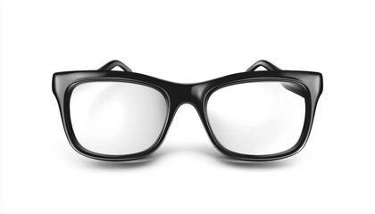 Fototapeta premium Classic black eyeglasses with thick frames, displaying a retro style. Perfect for adding a vintage touch to any outfit.