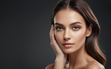 Naklejka premium Glamorous Model Portrait for Cosmetics and Beauty Product Advertising, The Best Using Billboard, Banner, Packaging etc.