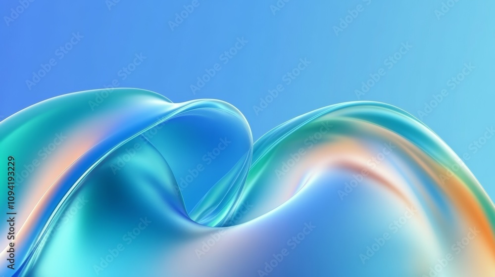 Poster abstract smooth glossy iridescent curved wave background with fluid neon colors for modern design an