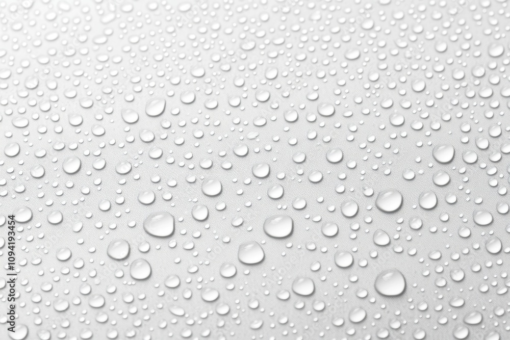 Aufkleber water droplets on glossy white surface creating textured pattern with soft light modern minimal styl