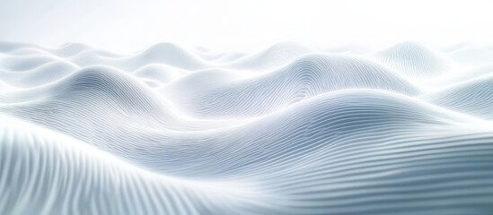 Abstract Wavy Line Minimalist Digital Art Serene Background White Light Blue Gradient Illustration