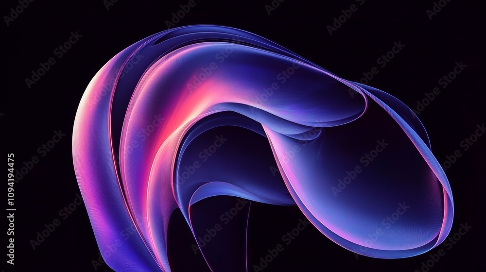 Poster abstract neon gradient glowing shapes with iridescent fluid texture for futuristic backgrounds and d